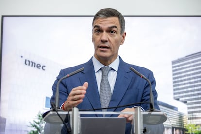 El presidente del Gobierno, Pedro Sánchez, durante su viaje a Bélgica el pasado viernes.