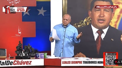 El ministro de Interior y Justicia venezolano, Diosdado Cabello, durante su programa de televisión. 