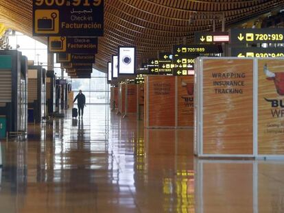 Vista de la T4 del aeropuerto Madrid Barajas-Adolfo Suarez el pasado domingo. 