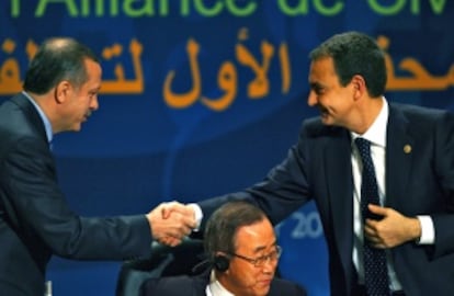 Erdogán y Zapatero en la apertura de la Alianza de Civilizaciones en 2008.