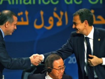 Erdogán y Zapatero en la apertura de la Alianza de Civilizaciones en 2008.