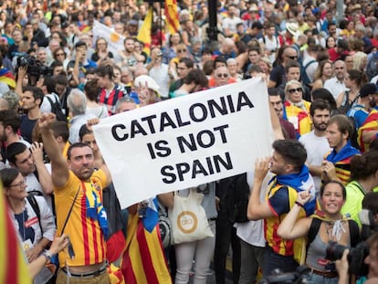 Una de las manifestaciones del pasado mes de octubre, en Barcelona, en favor de la independencia de Cataluña.