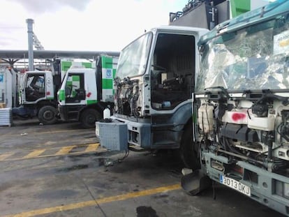 Estado en el que se encuentran los camiones de basura municipales, según denuncia Izquierda Unida.