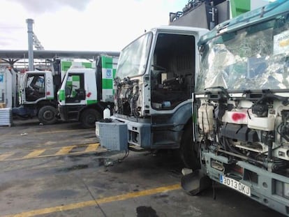 Estado en el que se encuentran los camiones de basura municipales, seg&uacute;n denuncia Izquierda Unida.