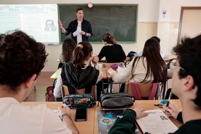 Clase de inglés en el instituto Sant Vicent Ferrer de Algemesí, Valencia.