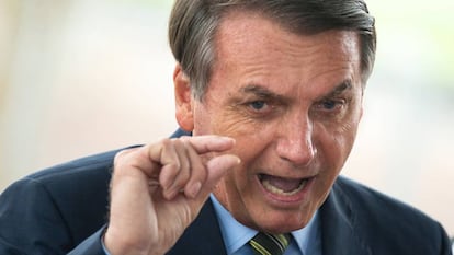 El presidente de Brasil, Jair Bolsonaro,en una conferencia de prensa este miércoles.