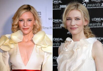 La actriz Cate Blanchett el pasado mes de octubre y, a la derecha, en 2006.
