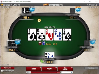 Mesa de póker 'online'.