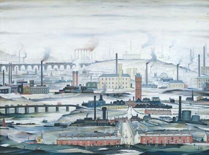 L. S. Lowry. 'Returning from Work 1929'. Private Collection © The Estate of LS Lowry.