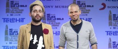 Los integrantes de Calle 13, en la presentación del vídeo.