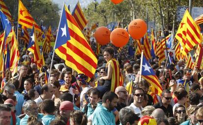 Manifestación a favor de la independencia de Cataluña en la celebración de la Diada de 2012.