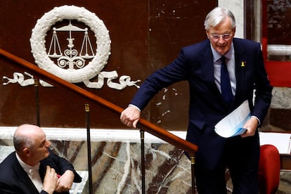 El primero ministro francés, Michel Barnier, durante la moción de censura.