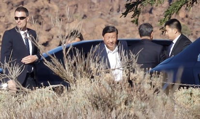 El presidente de China, Xi Jinping, a su llegada al Parador del Parque Nacional de El Teide, en La Orotava, en noviembre de 2019, durante una visita privada de 24 horas a la isla de Tenerife, Islas Canarias (España).
