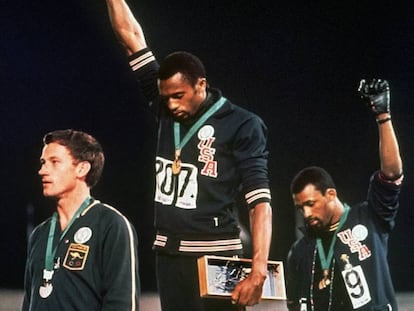 Peter Norman, Tommie Smith y John Carlos en México 68.