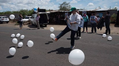 La activista Ana Quirós durante una manifestación en Managua.