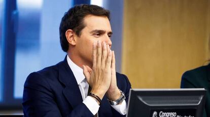 El presidente de Ciudadanos, Albert Rivera, en el Congreso de los Diputados.