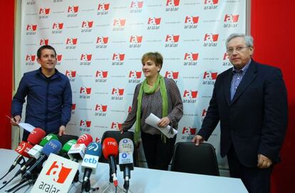 Dani Maeztu, Rakel Ubera y Patxi Zabaleta, de izquierda a derecha, en Bilbao.