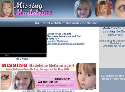 Página de Internet sobre la pequeña Madeleine