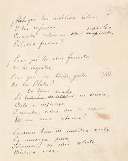 Manuscrito del poema 'Canción de otoño', de Darío.