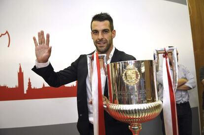 Negredo, en su despedida del Sevilla.