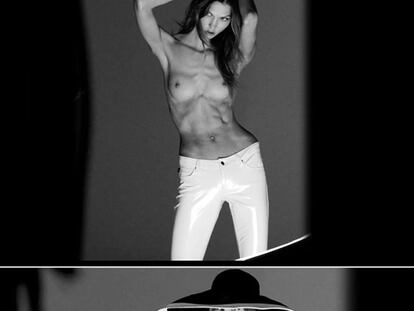 Imágenes de la modelo Karlie Kloss durante la sesión de fotografías realizada por Steven Meisel para la revista Vogue Italia.