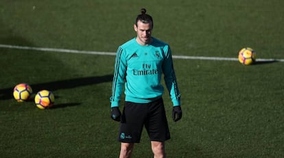 Gareth Bale, en el último entrenamiento antes del clásico.