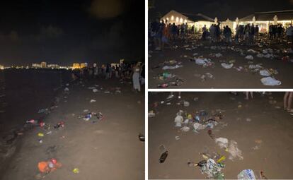 La playa del Vivero tras la cadena humana que se manifestó para salvar el Mar Menor.