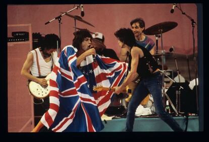 Los Rolling Stones en una actuaci&oacute;n en Londres, 1982