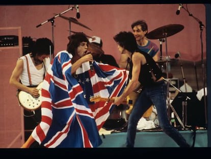 Los Rolling Stones en una actuaci&oacute;n en Londres, 1982