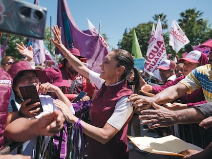 Claudia Sheinbaum en Arizpe (Estado de Coahuila), el 23 de marzo.