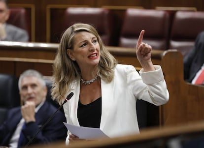 La ministra de Trabajo, Yolanda Díaz, en el Congreso de los Diputados.