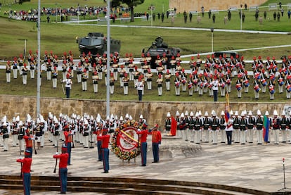 Desfile militar durante la conmemoración de la Batalla de Boyacá.
