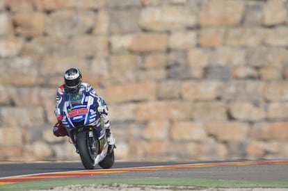 Jorge Lorenzo, durante los entrenamientos en el circuito de Alcañiz.