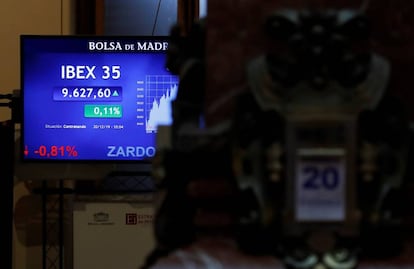 Vista del principal indicador de la Bolsa, el IBEX35.