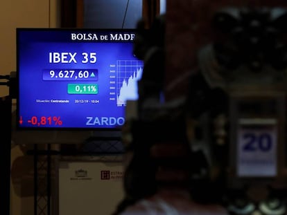 Vista del principal indicador de la Bolsa, el IBEX35.
