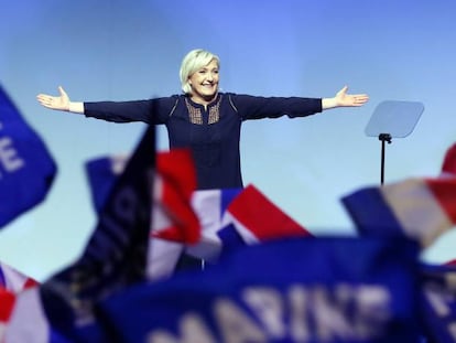 La candidata del Frente Nacional, Marine Le Pen, este s&aacute;bado en Metz.