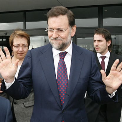 El presidente del PP, Mariano Rajoy, ayer en la Universidad Rey Juan Carlos de Madrid.