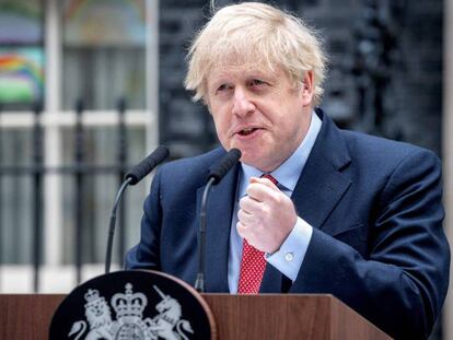 El primer ministro británico, Boris Johnson durante una comparecencia de prensa.