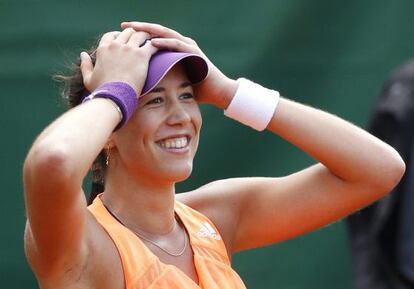 Garbiñe Muguruza celebra su victoria ante Schmiedlova