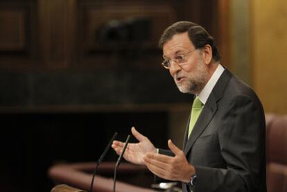 Mariano Rajoy, en la tribuna del Congreso durante su intervención.