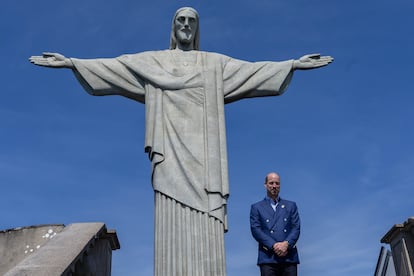 El príncipe Guillermo junto al Cristo Redentor, en Río de Janeiro