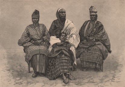 El intérprete de los Tuculor Alpha Sega y sus hermanas, Senegal, 1885.