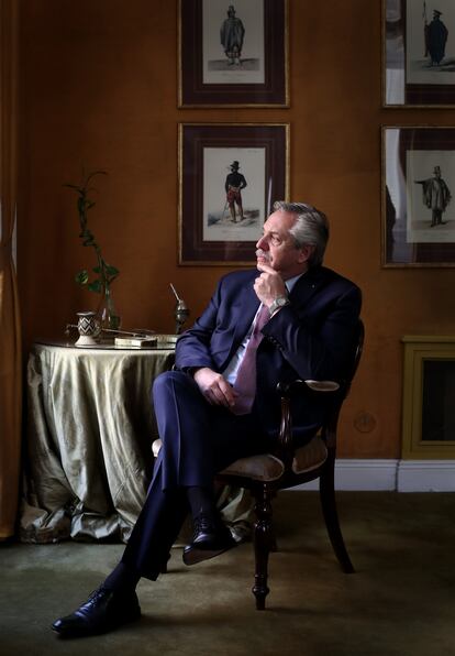 Alberto Fernández, en la residencia del embajador argentino en Madrid.