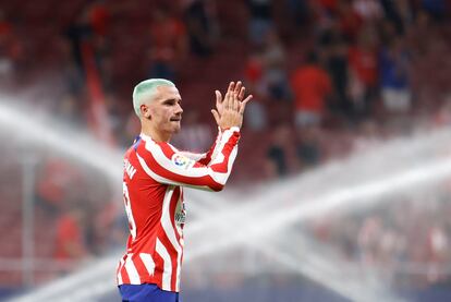 Antoine Griezmann, al término del partido de Liga en Primera División ante el Villarreal (0-2) disputado el pasado domingo en el Civitas Metropolitano.