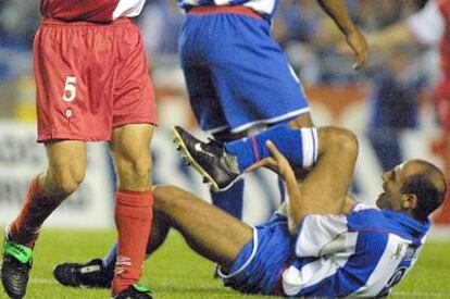 Manuel Pablo, cuando se fracturó la tibia y el peroné en 2001.