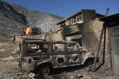 Una de las casas afectadas por el incendio de Culla.