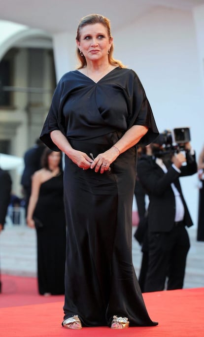 La actriz estadounidense Carrie Fisher, miembro del jurado del Festival de Venecia.