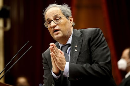 El presidente de la Generalitat, Quim Torra, ayer en el Parlament.