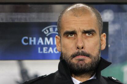 Pep Guardiola, técnico del Barça, durante el Stuttgart-Barcelona.