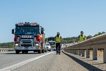 A handout image shows Department of Fire and Emergency Services crew searching for a radioactive capsule from a Rio Tinto mine.